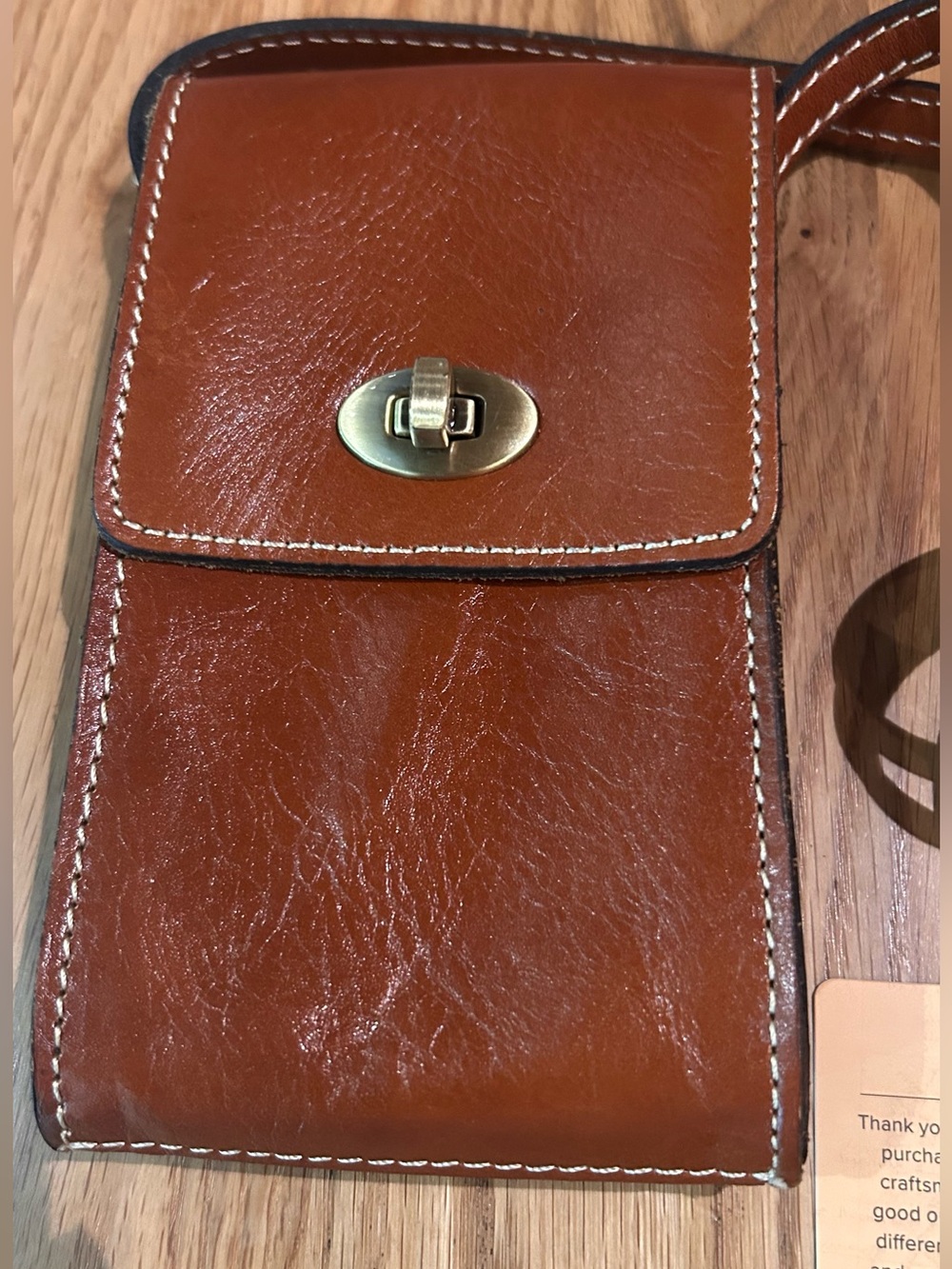 Patricia Nash cognac/tan all Leather Crossbody Bag NWT - Picture 3 of 7